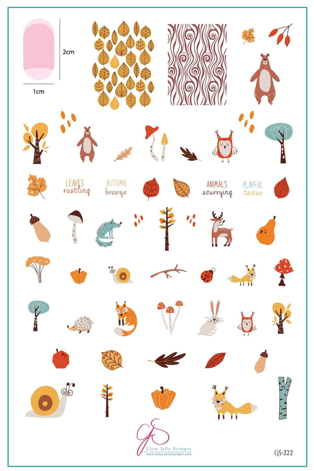 CjS-322  Playfully Autumn  |  Steel Nail Art Stamping Plate