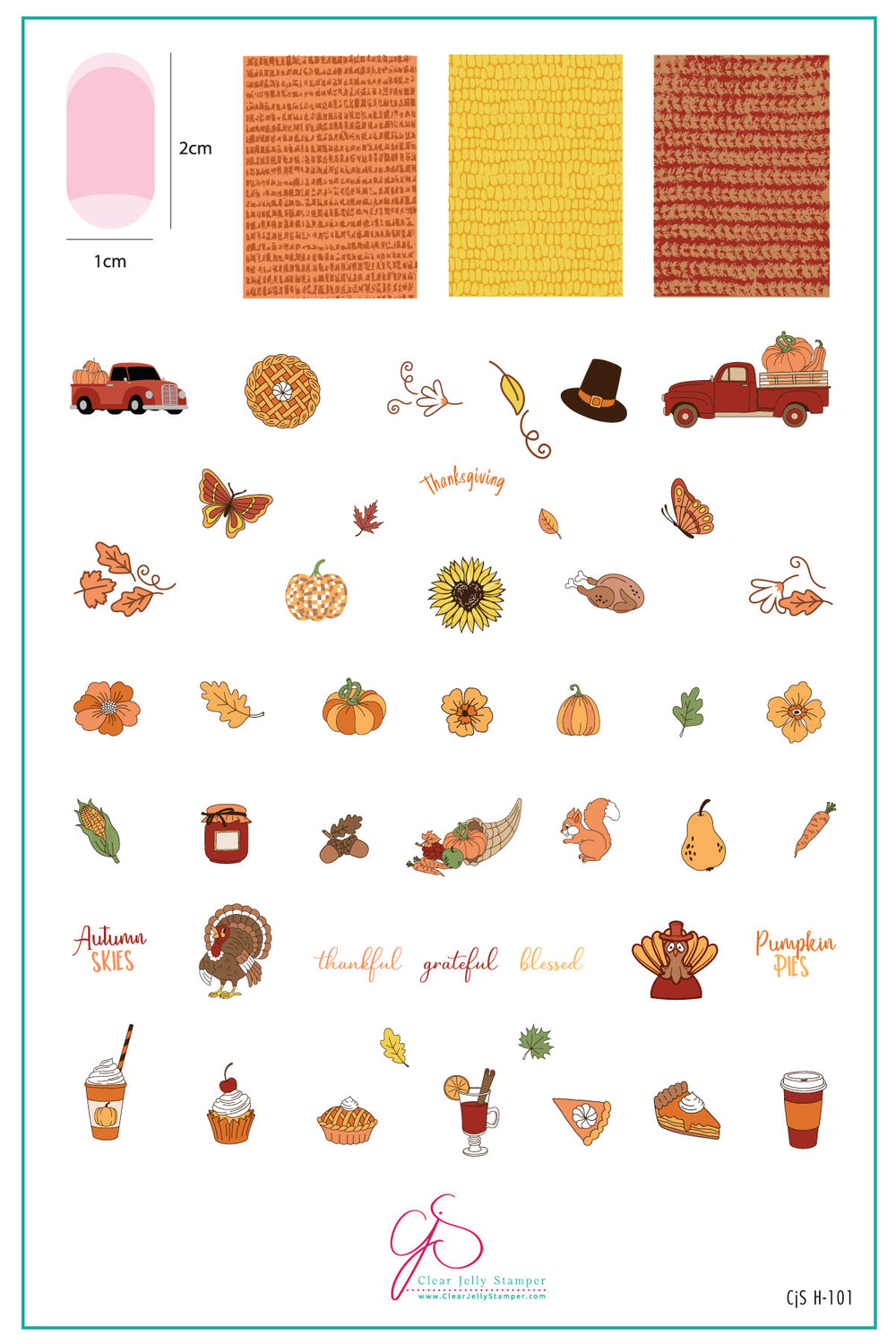 CjSH-101 Autumn Skies, Pumpkin Pies   |  Steel Nail Art Stamping Plate