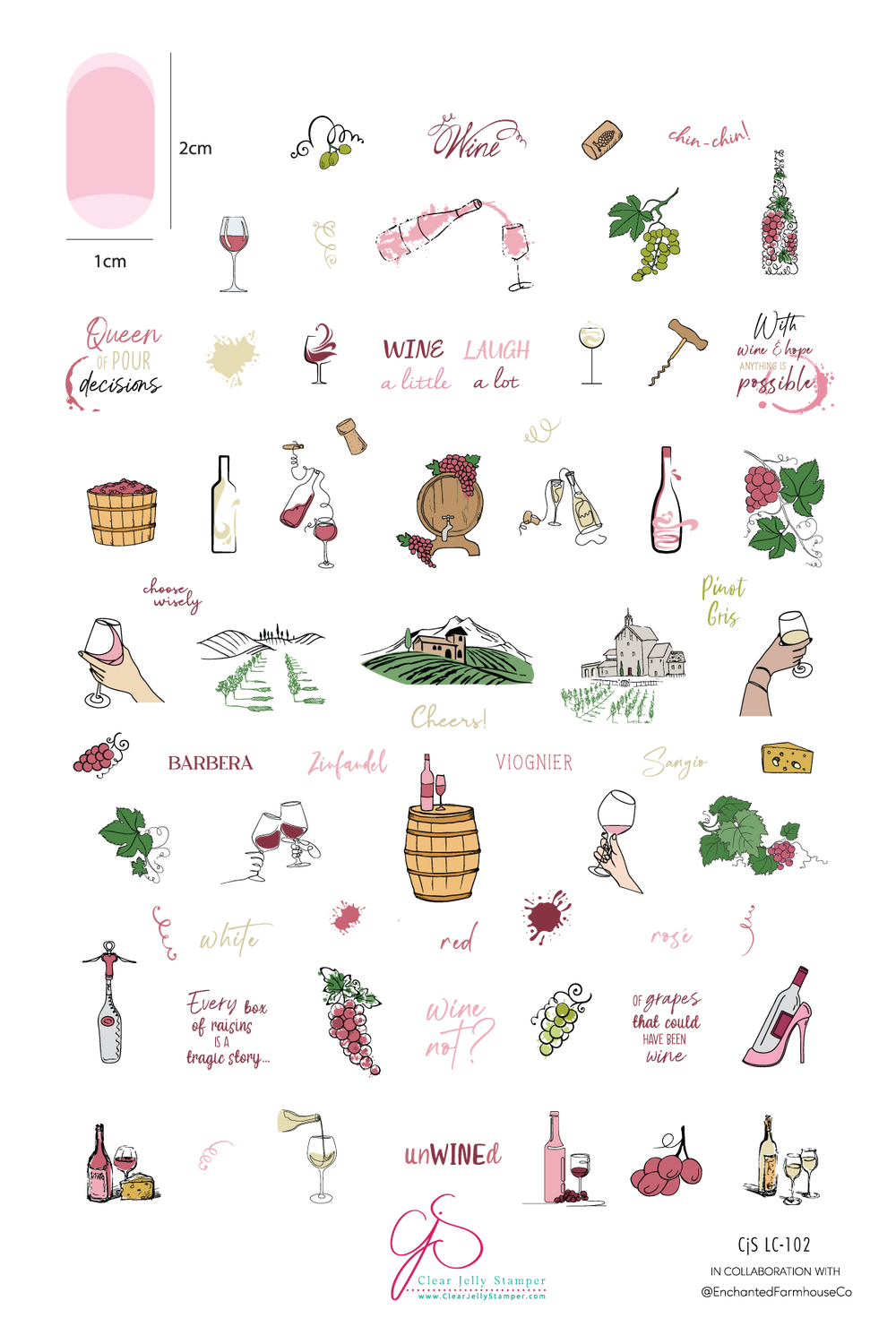 CjSLC-102  What's in Your Glass  |  Steel Nail Art Stamping Plate