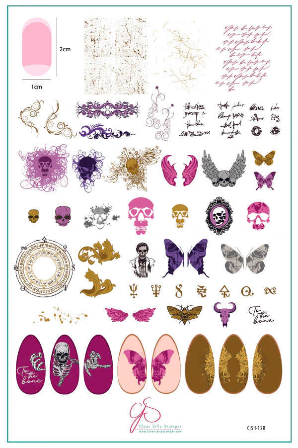 CjSH-128 Macabre Muse |  Steel Nail Art Stamping Plate