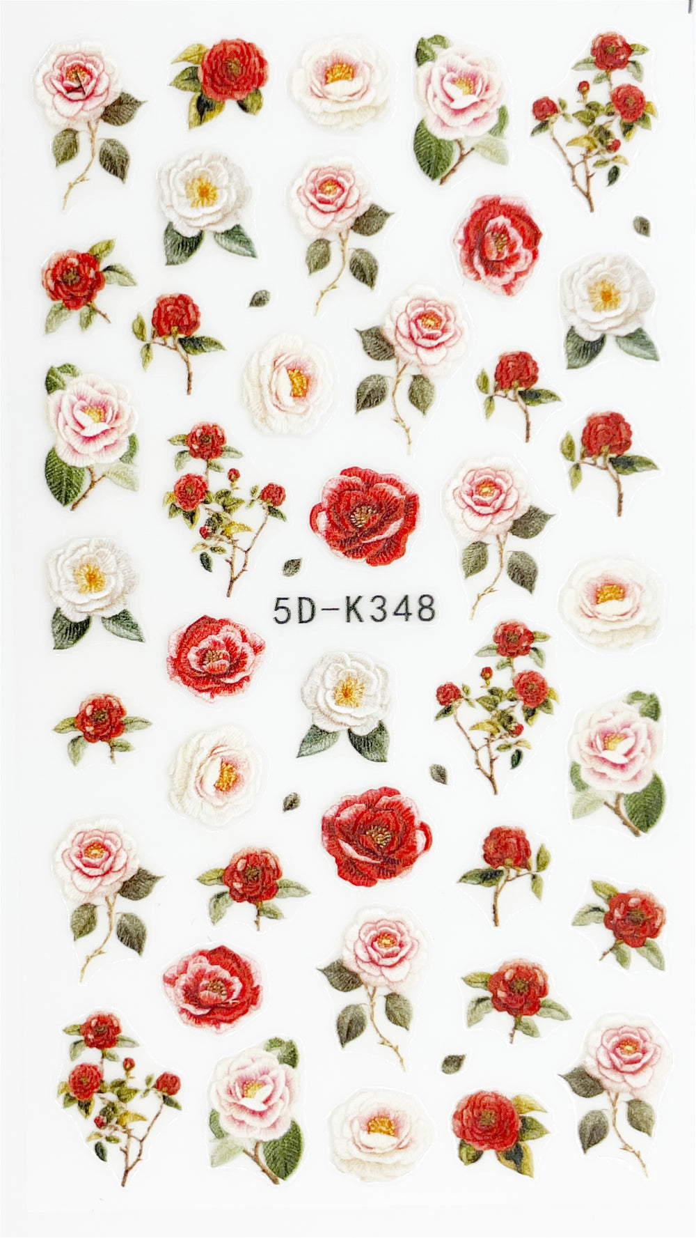 Red and White Embossed Roses  | LULA BEAUTY Decal