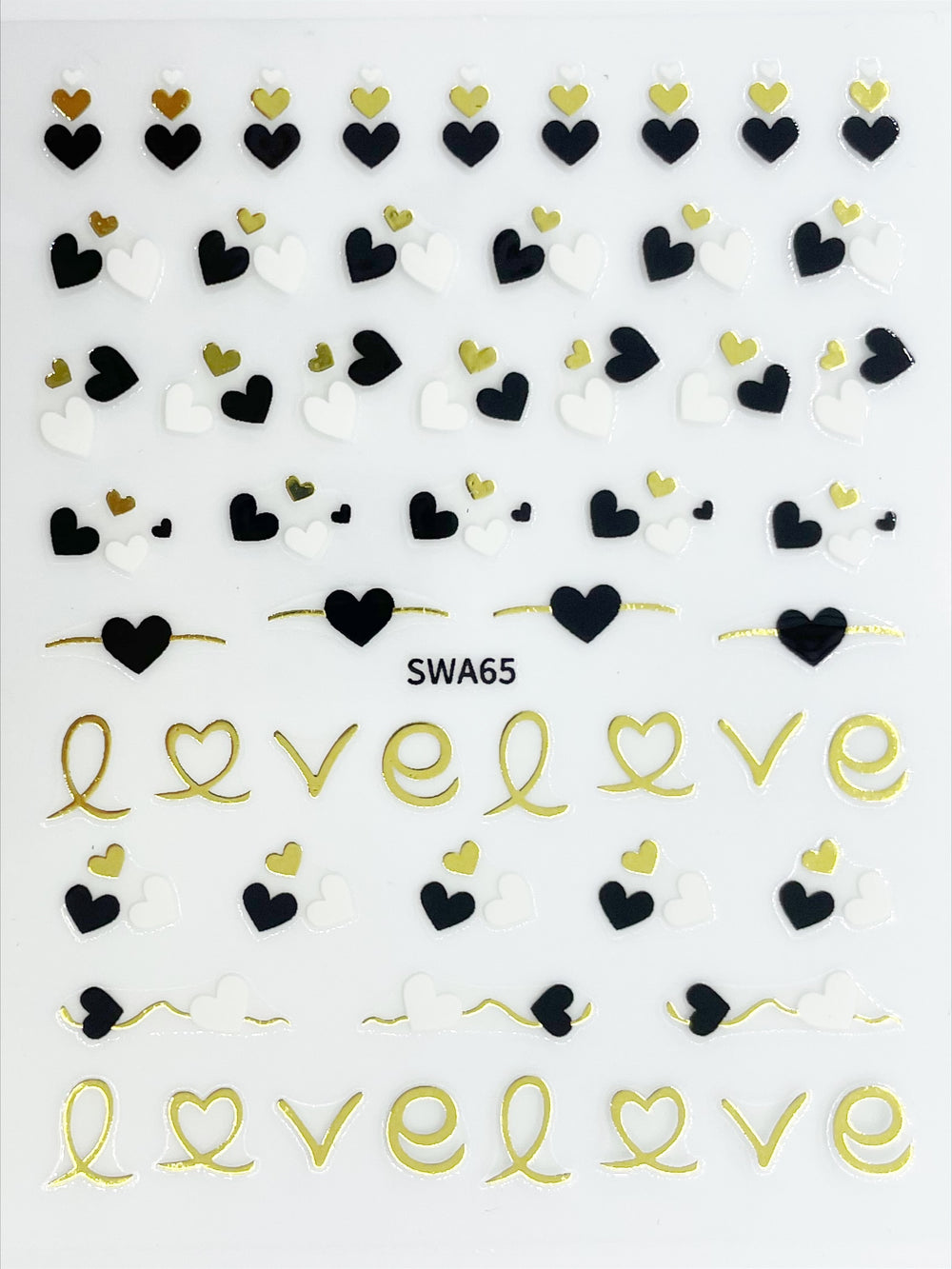 Black, White, and Gold Hearts Self Adhesive Decals | Lula Beauty