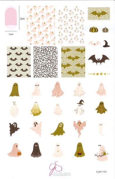 CjSH-126  Pretty Little Ghosts |  Steel Nail Art Stamping Plate