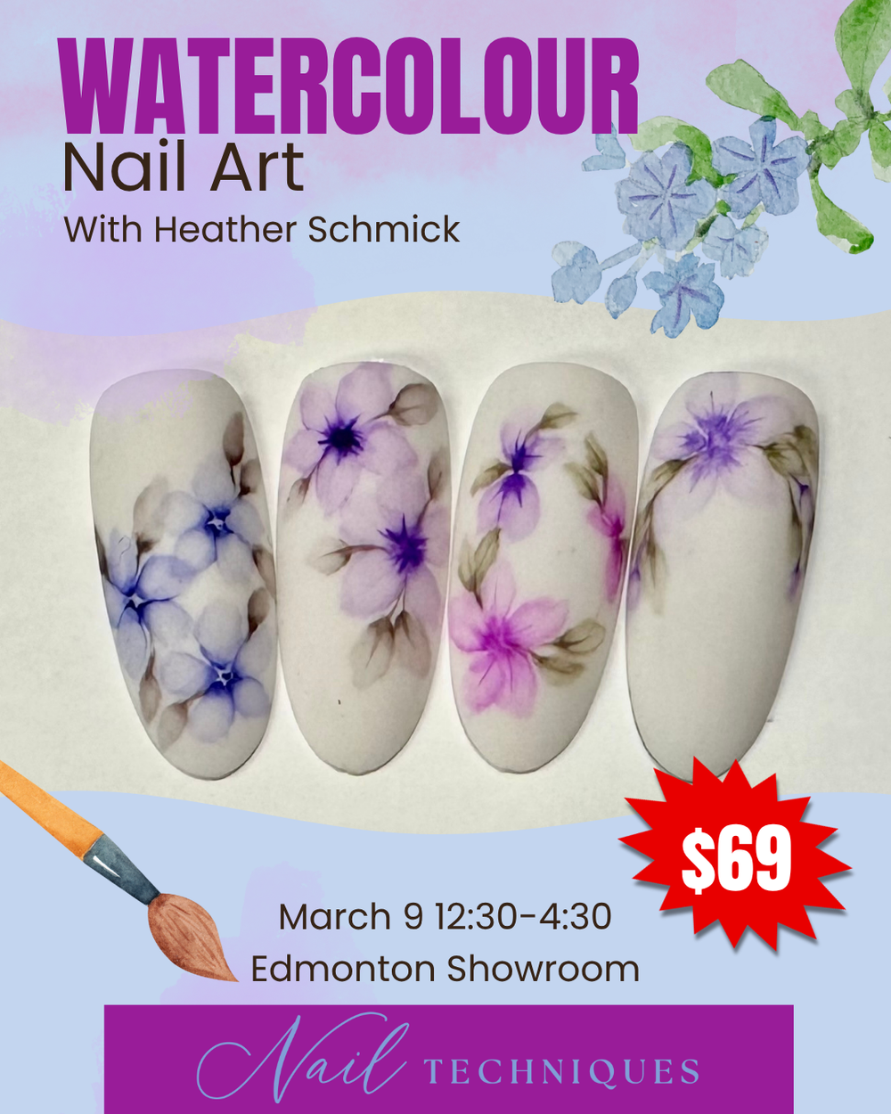 Master Watercolour Nail Art | Class March 9th