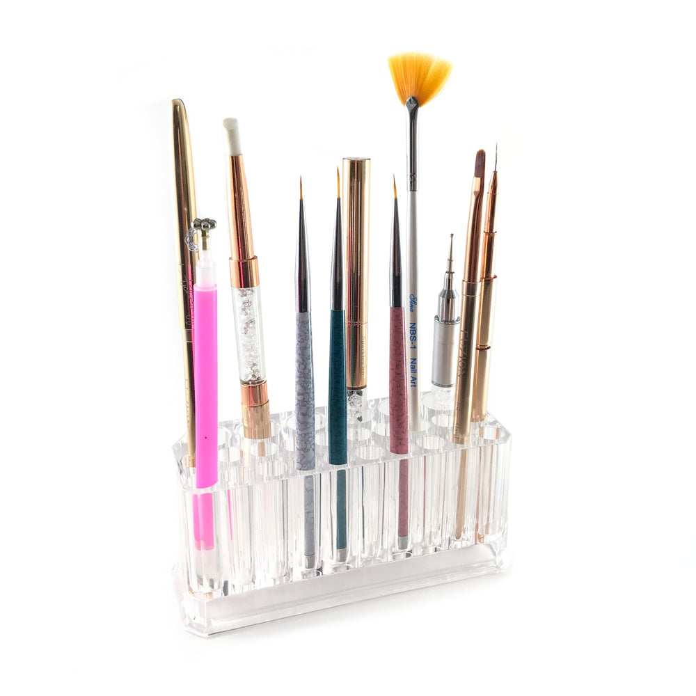 Clear Acrylic Brush Holder Organizer Holds 26 | Lula Beauty