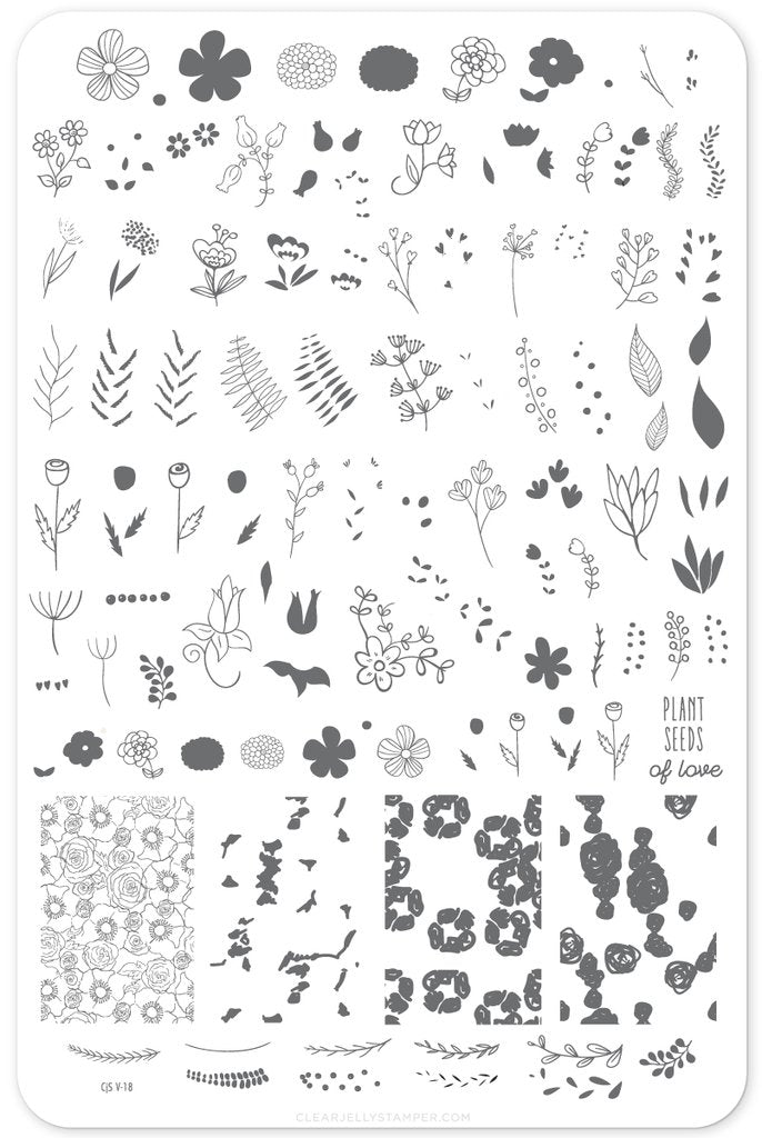 CJSV-18 Blossoming Romance | Clear Jelly Stamping Plate